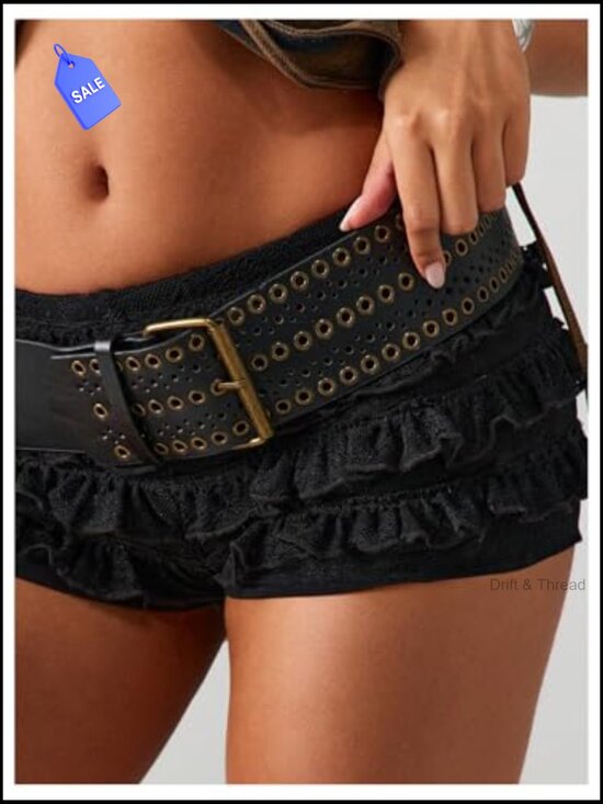 Y2k Grommet Eyelet Faux Leather Belt Punk Gothic Vintage for Jeans Skirt main image 4